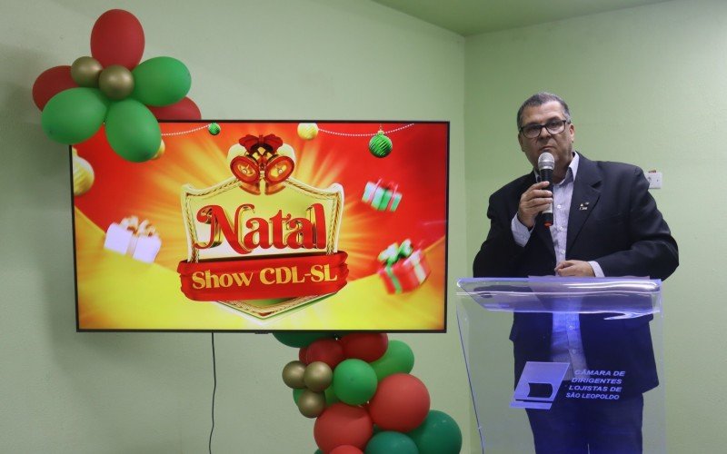 Olinto Menegon falou durante o lançamento do Natal Show da CDL São Leopoldo