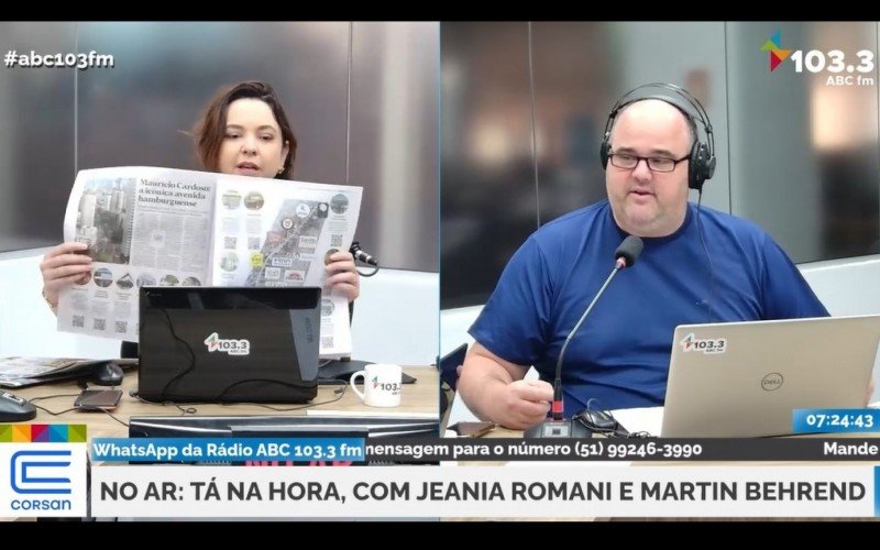 Jeania Romani e Martin Behrend apresentam o Tá na Hora, na Rádio ABC 103.3 FM