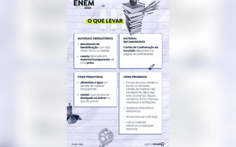 O que pode e o que é proibido levar no Enem 2024 | abc+
