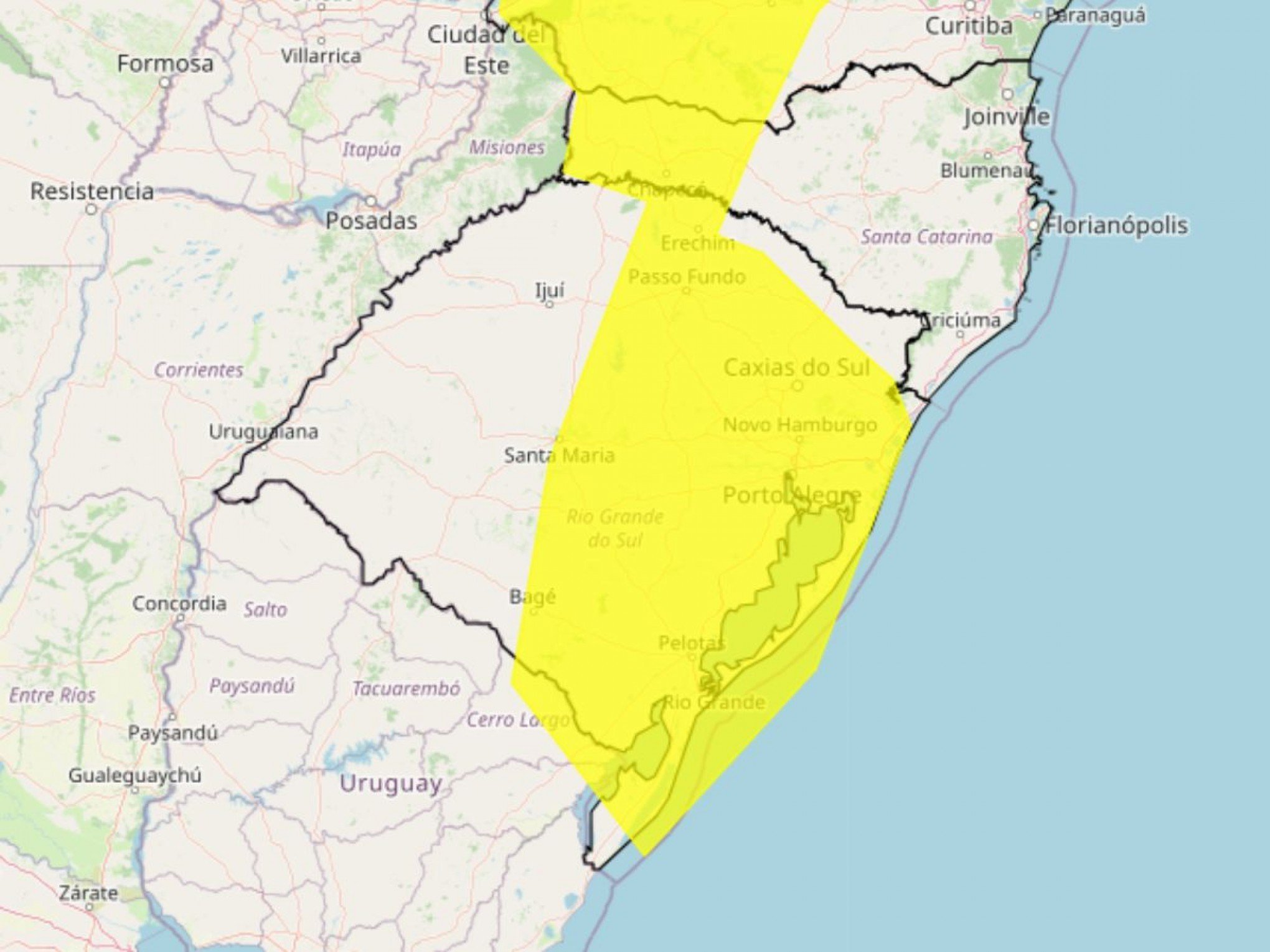 Inmet emite alerta amarelo para chuva com ventos intensos no RS; saiba o que esperar