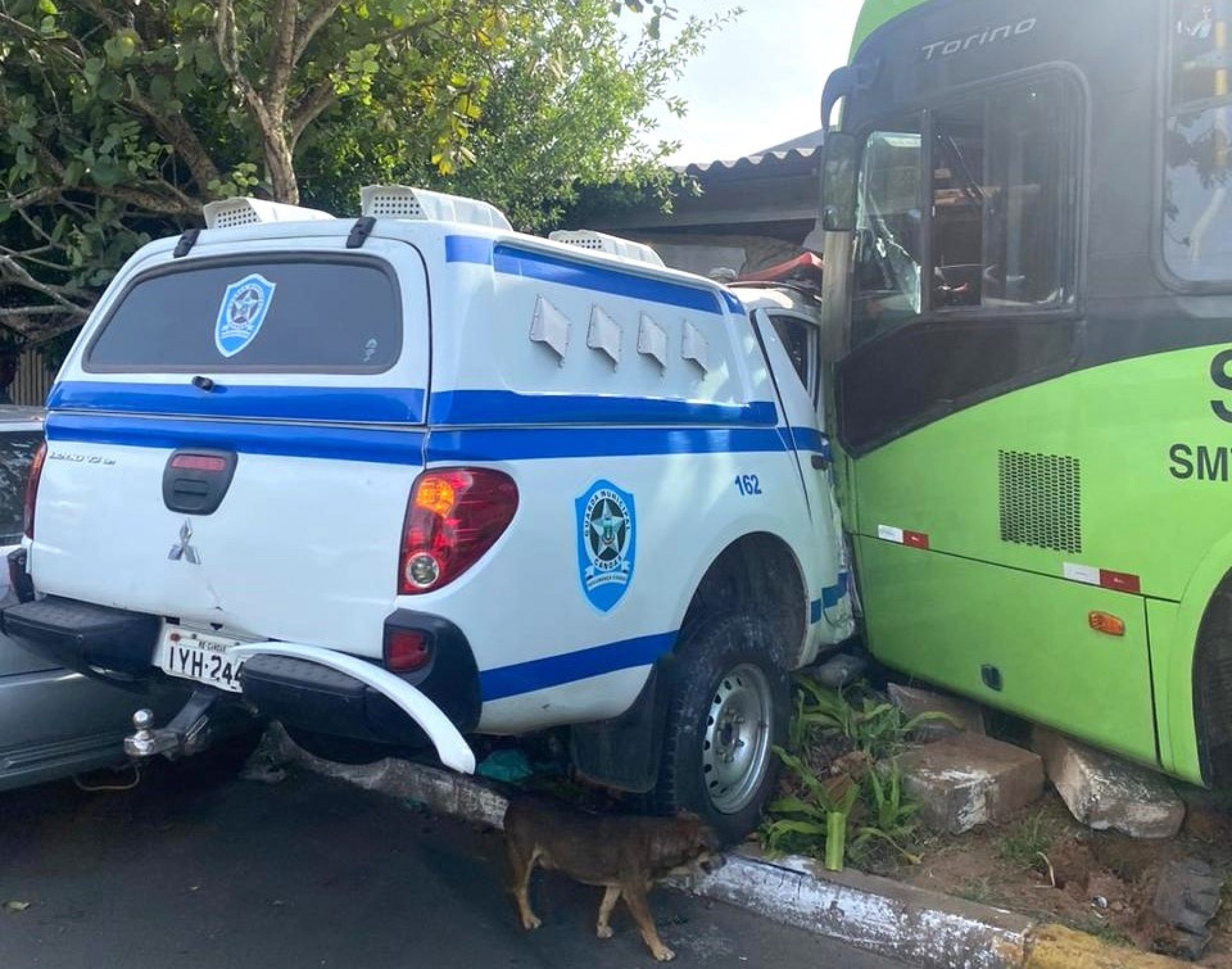 Viatura da Guarda Municipal e ônibus invadem casa em acidente e moradora aguarda providências: "Ninguém questionou nem se estávamos bem"