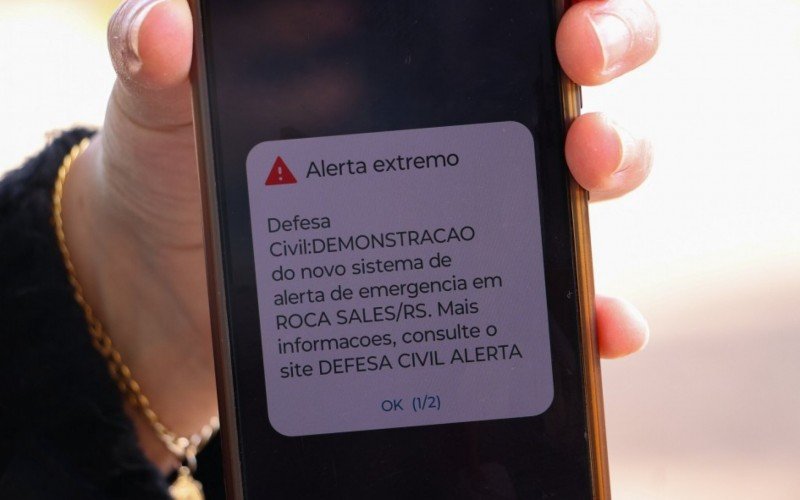 Mensagem que será emitida no dia do teste, em 30 de novembro, pelo Defesa Civil Alerta | abc+