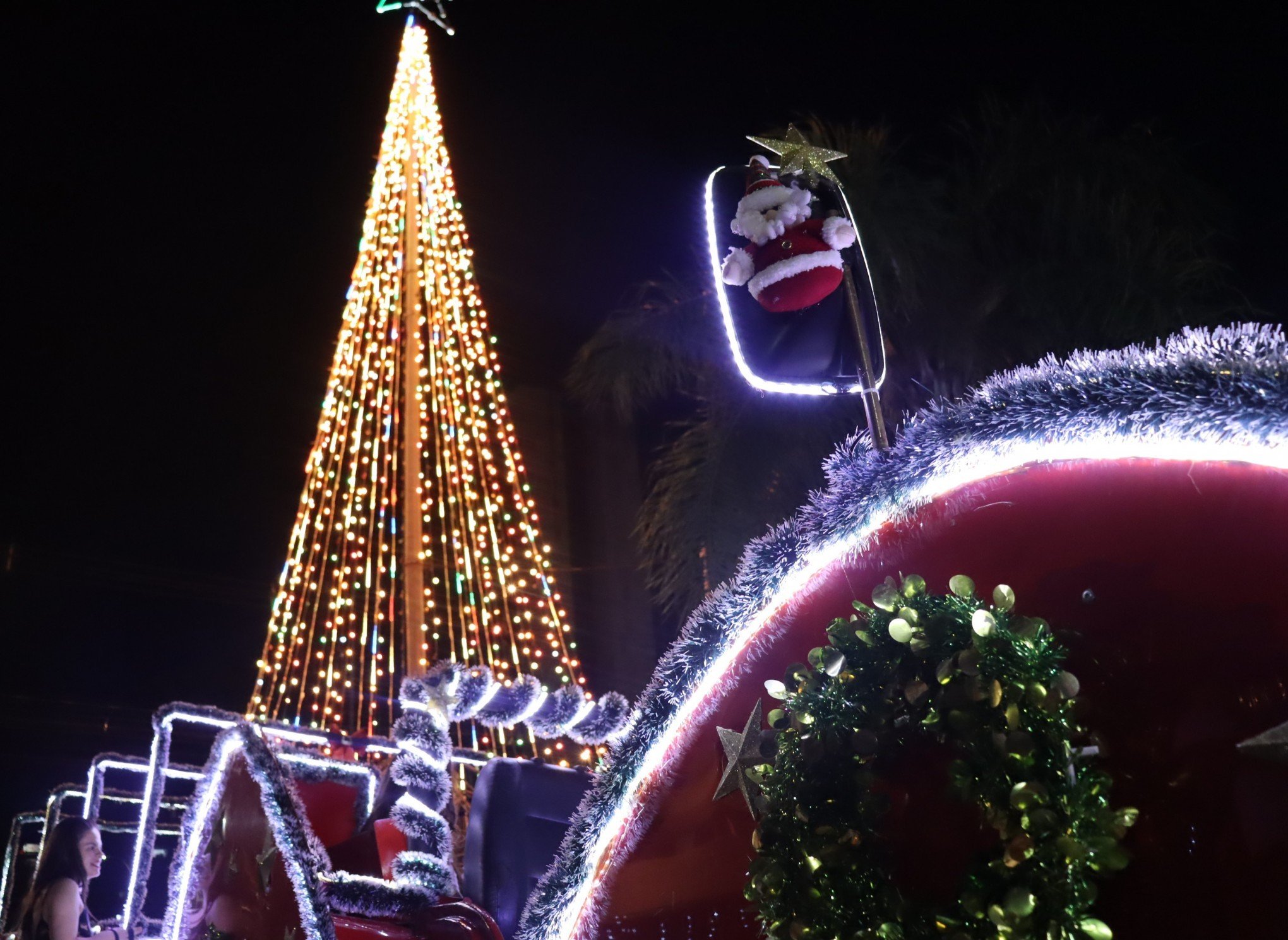 Árvore de Natal é oficialmente acesa e começam os passeios de trenó no Centro leopoldense