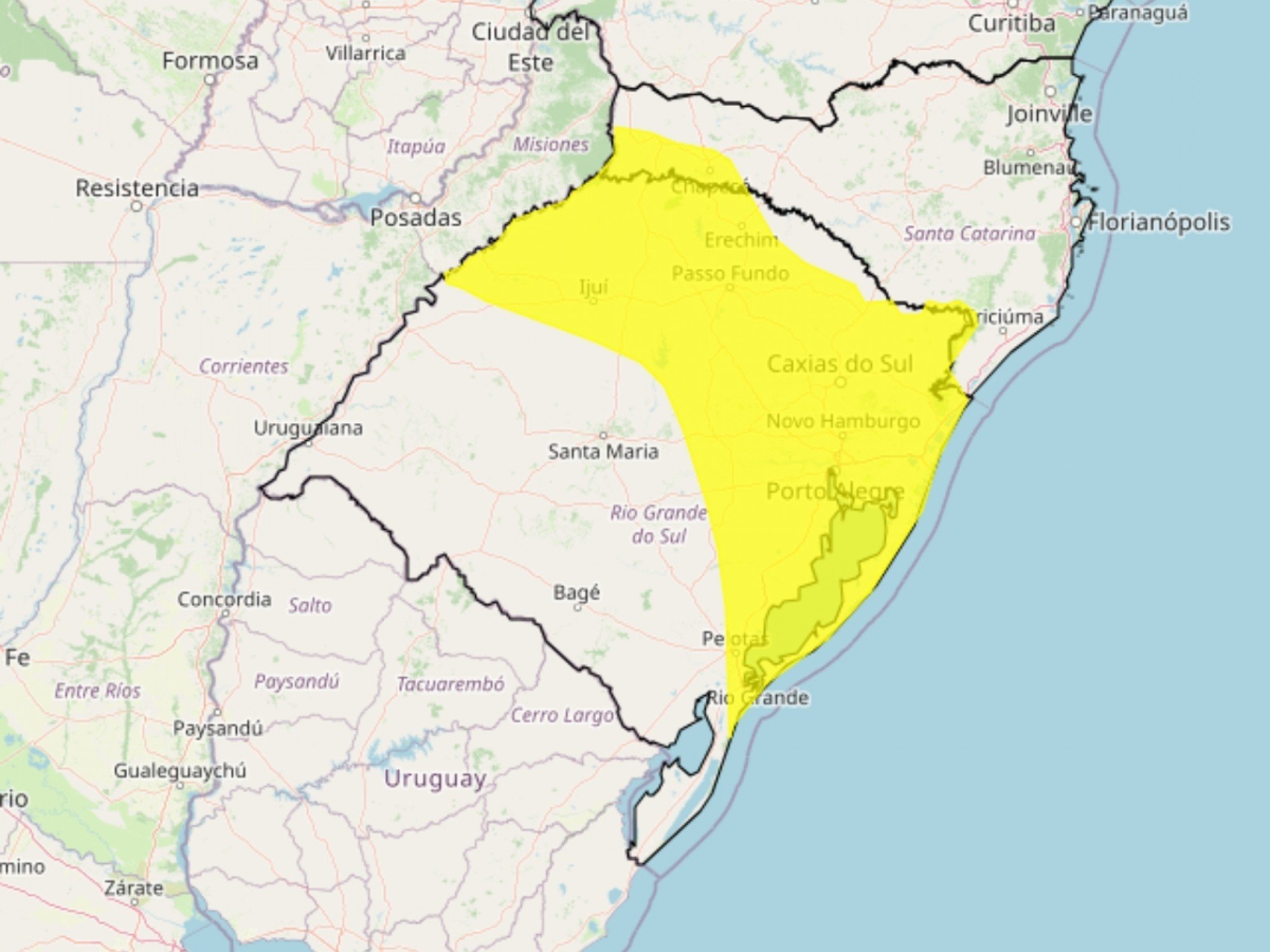 RS tem dois alertas amarelos do Inmet; veja como fica o tempo nesta quarta-feira