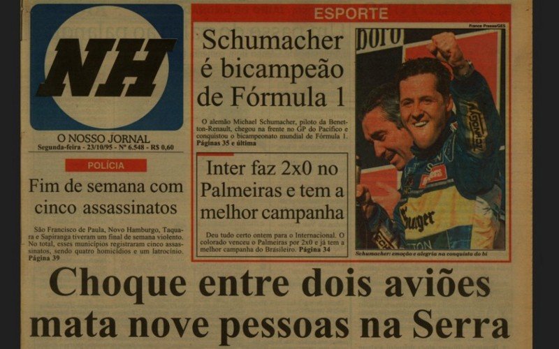 Jornal NH de 23 de outubro de 1995 deu destaque na capa para a tragédia em Gramado | abc+