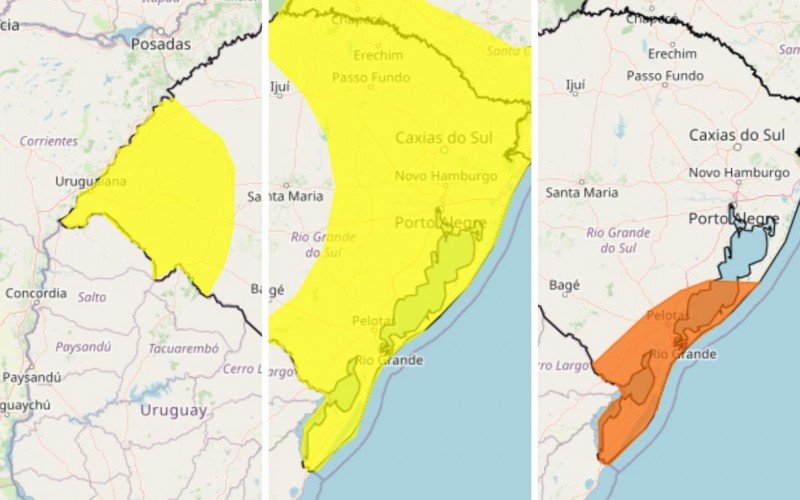 PREVISÃO DO TEMPO: Inmet publica 3 alertas para chuva forte e rajadas de vento no RS | abc+