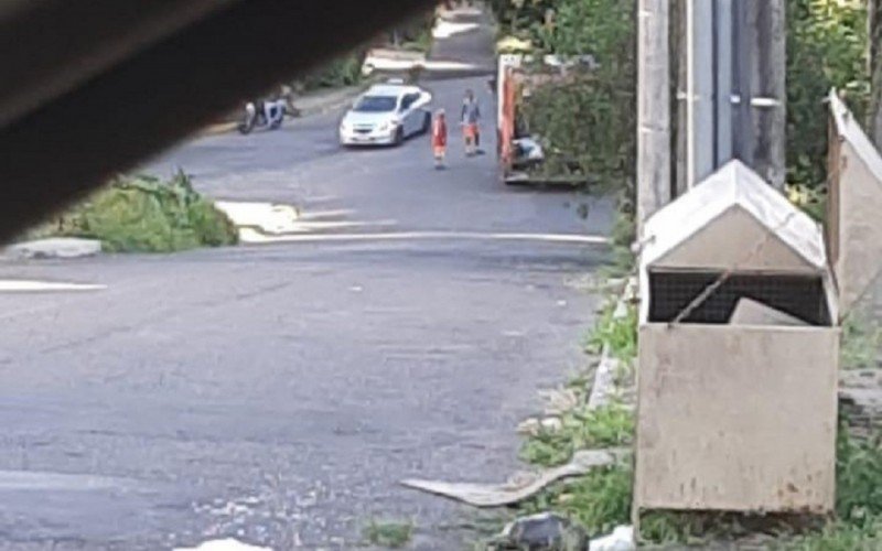Moradora fez foto do momento em que caminhão de lixo passou e garis deixaram lixo para trás em lixeira da Rua Pedro Petry | abc+