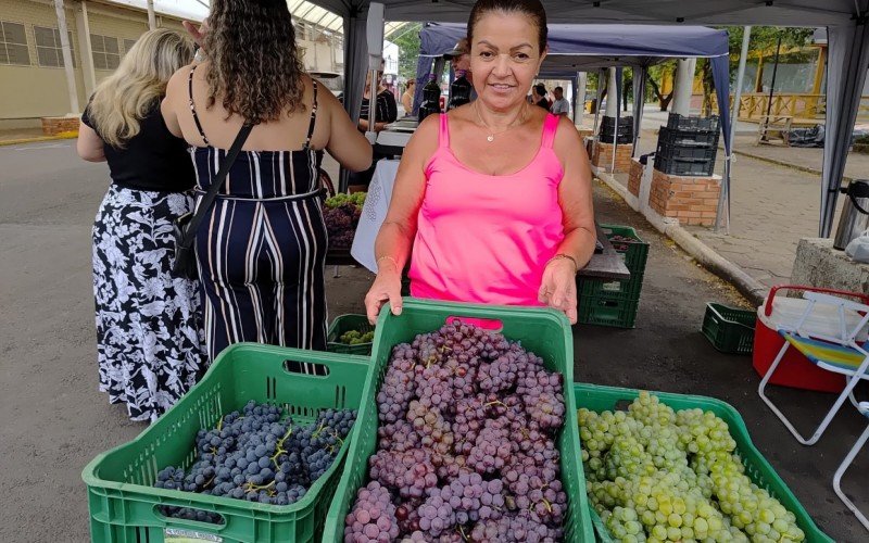 Roseli Grisa em sua banca na Feira da Uva | abc+