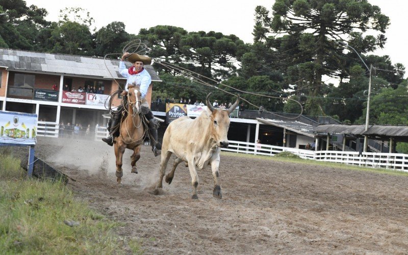 Tiro de laço é prova tradicional no evento de Canela