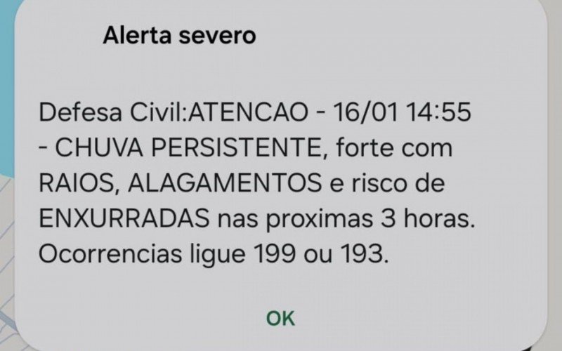 Alerta enviado pela Defesa Civil de Santa Catarina indica cuidado com chuva forte | abc+