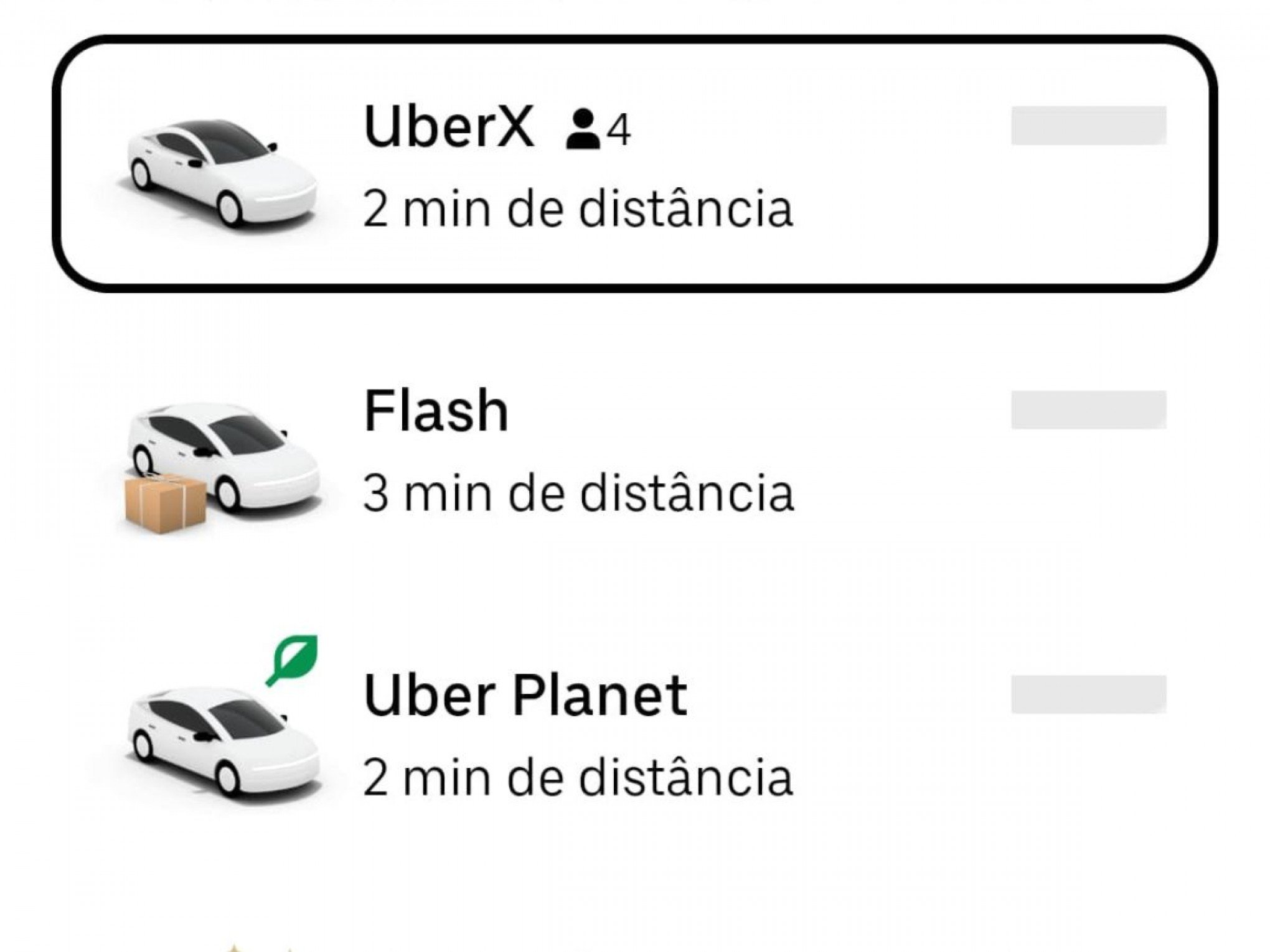 Uber oferece modalidade apenas se tipo específico de carro estiver nas proximidades; entenda