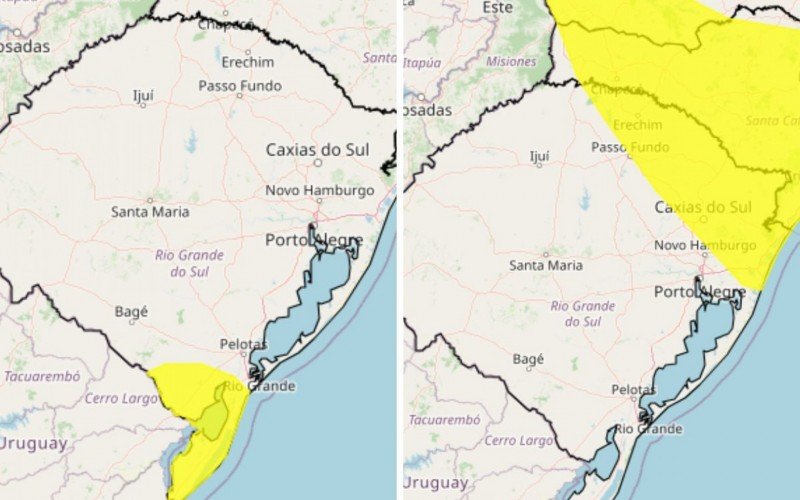 Rio Grande do Sul possui dois alertas do Inmet para chuvas intensas | abc+