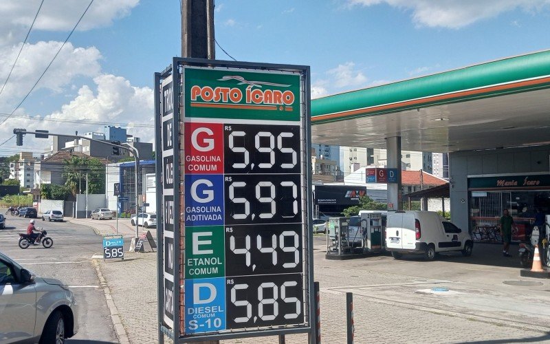 Valor da gasolina no Posto Ícaro, em Novo Hamburgo