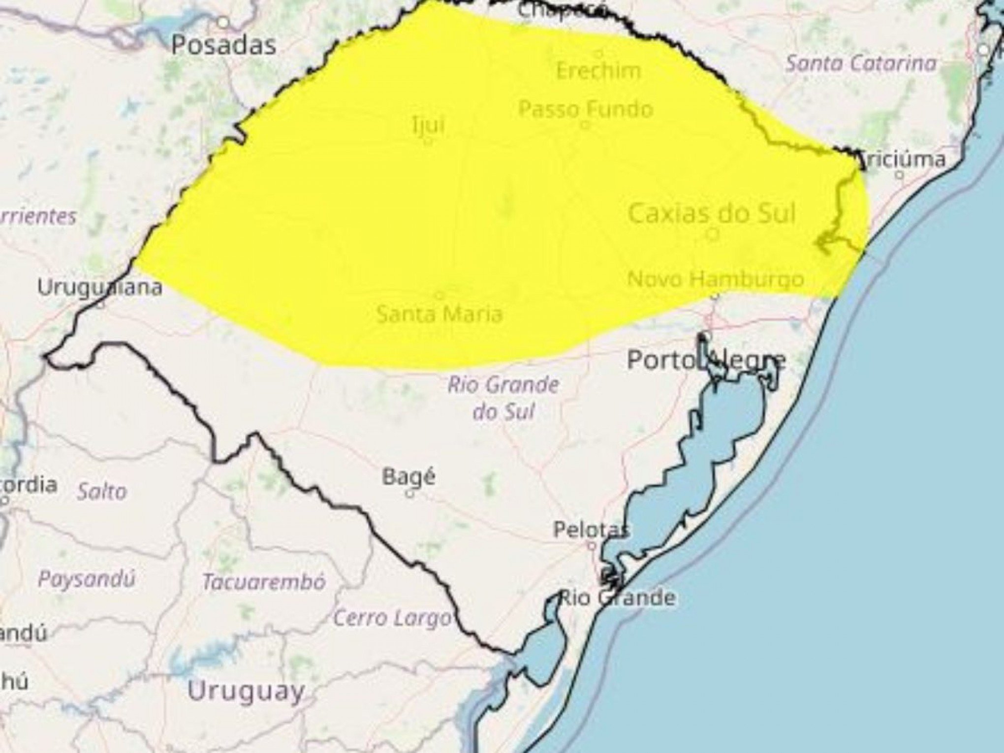 Inmet alerta para perigo potencial de tempestade no RS; saiba as regiões