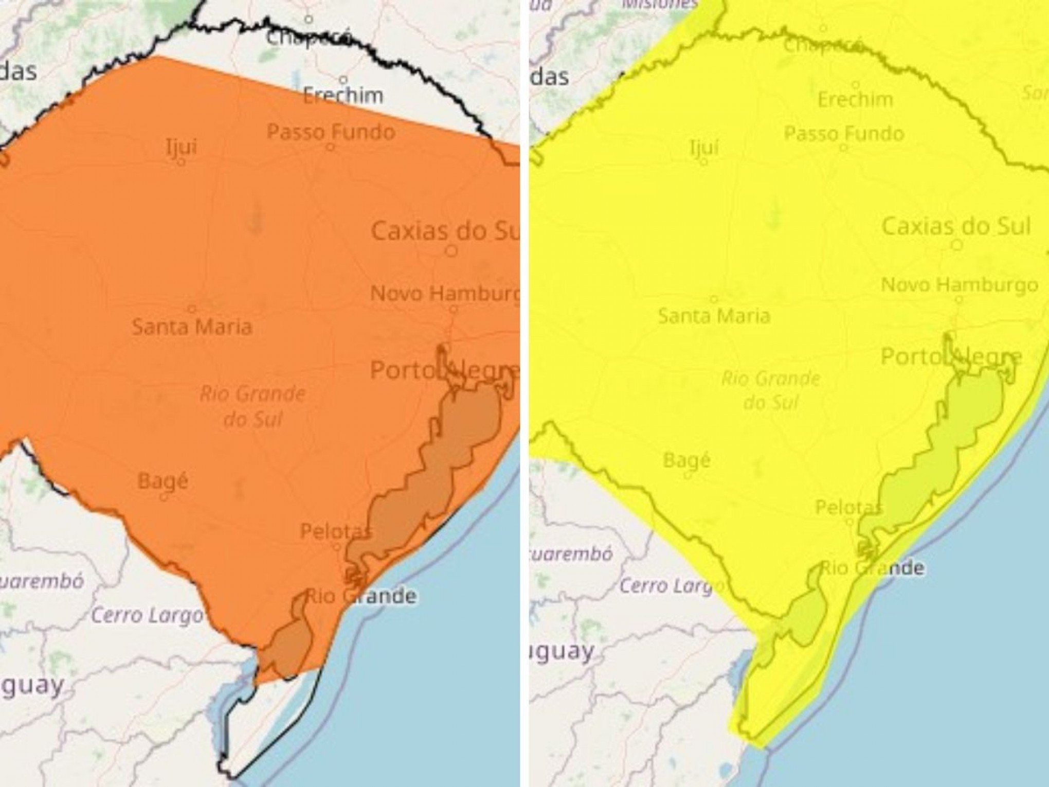TEMPESTADE NO RS: Inmet emite alertas com risco de chuva intensa, alagamentos e ventos de até 100 km/h