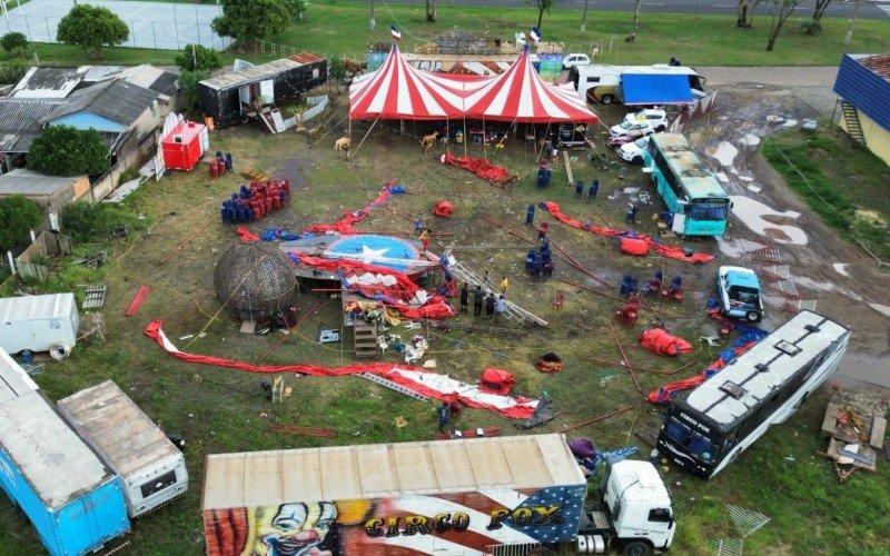 Lona de circo desaba na plateia em Osório RS durante tempestade | abc+