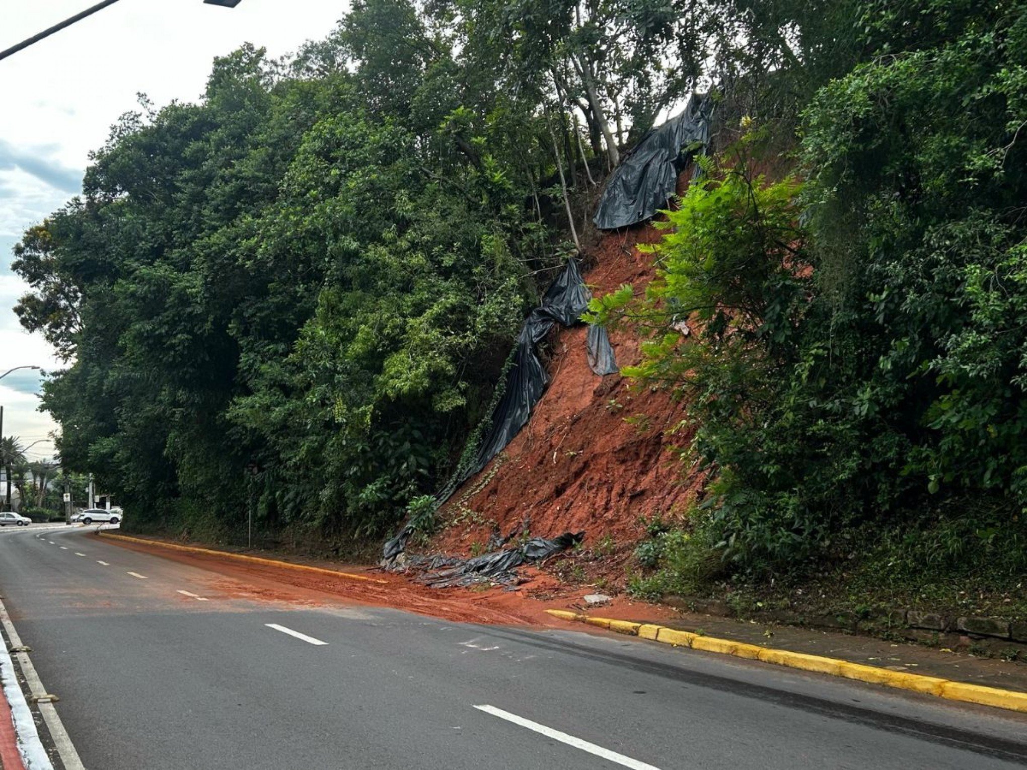 Veja como está importante avenida de Novo Hamburgo após deslizamento de encosta durante temporal