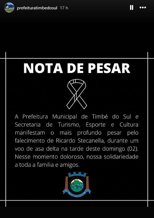 Nota de pesar da Prefeitura de Timbé do Sul | abc+
