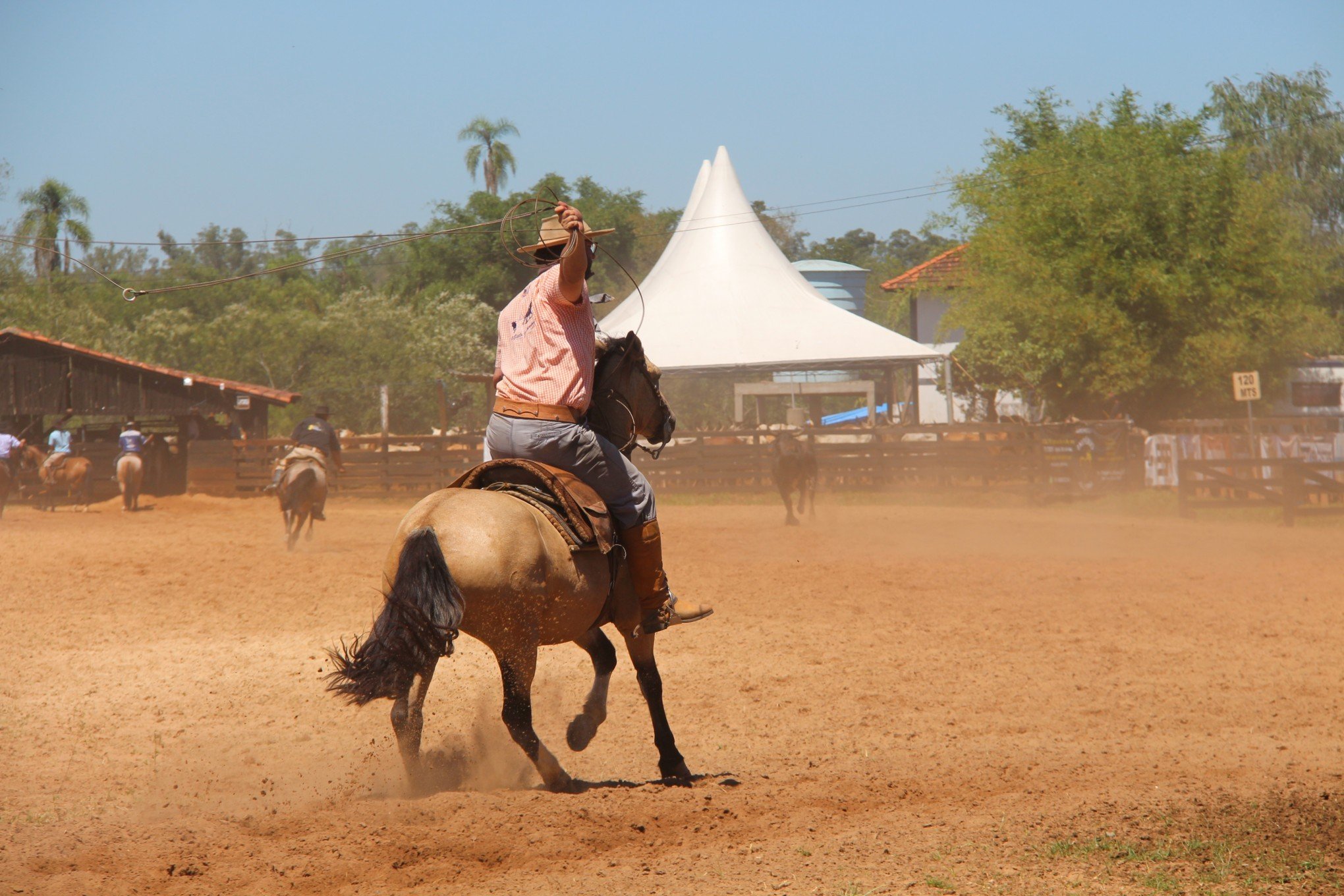 Disputa no tiro de laço marca o primeiro dia de atrações do Rodeio Nacional de Campo Bom