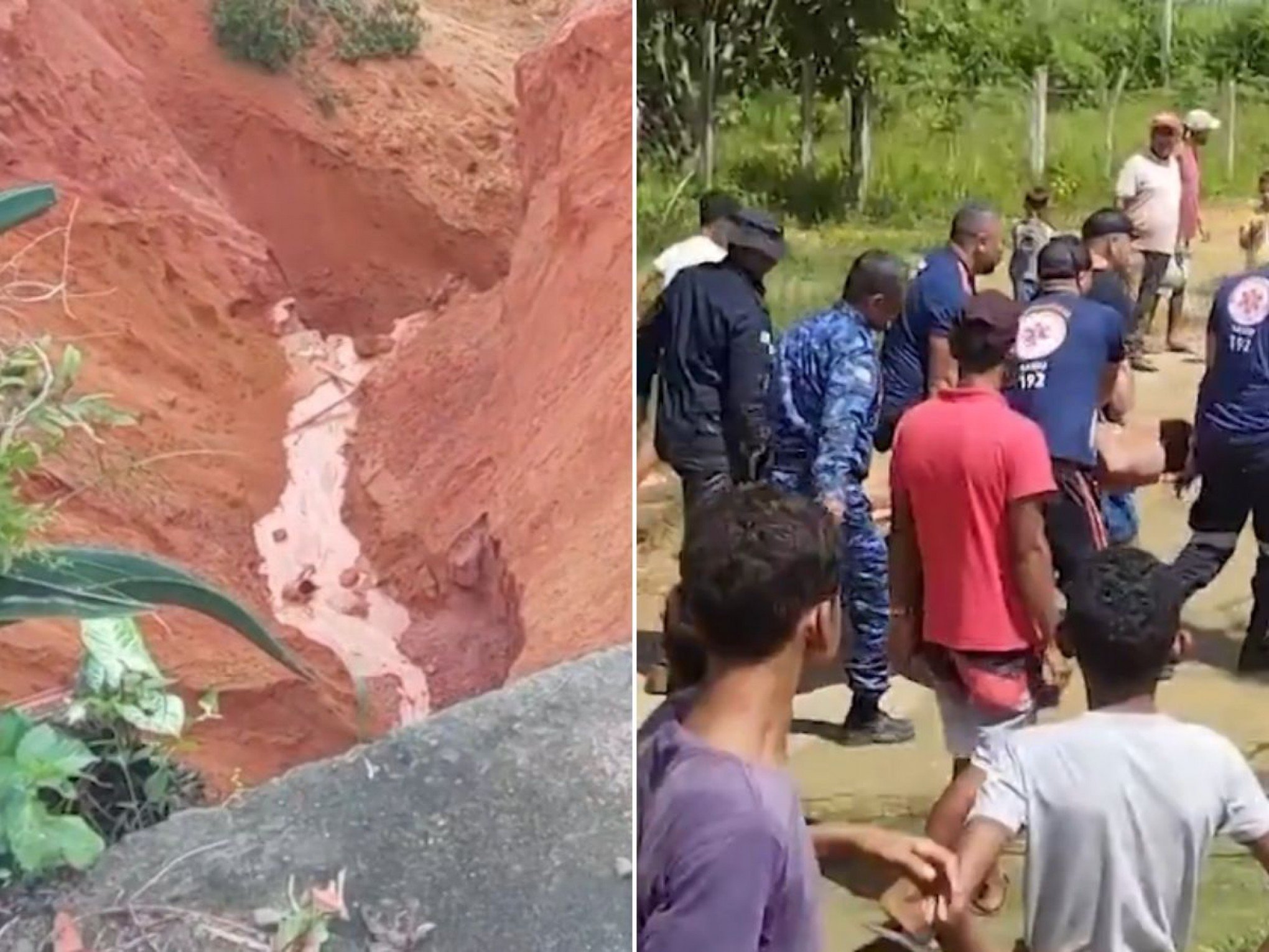 Pessoa cai de 80 metros de altura em voçoroca gigante que está engolindo casas em cidade brasileira