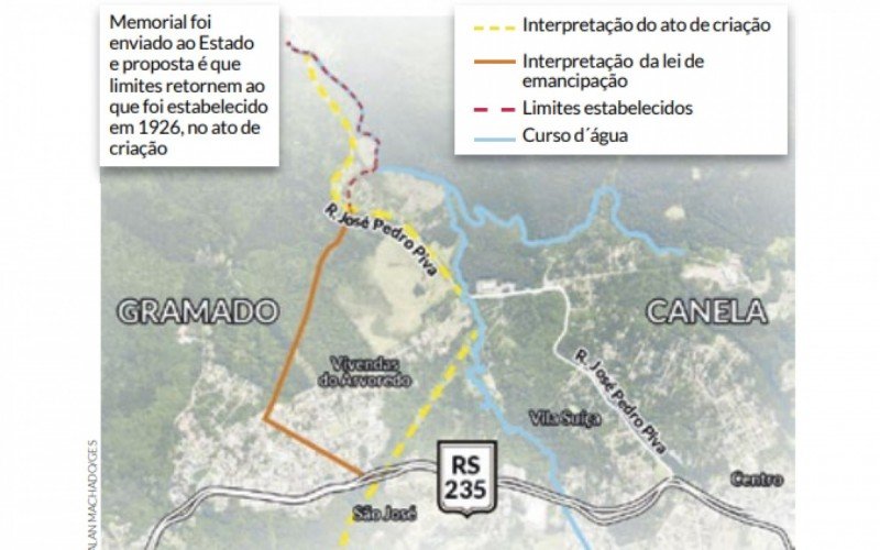 Proposição para mudança no limite territorial entre Gramado e Canela, no bairro Carniel