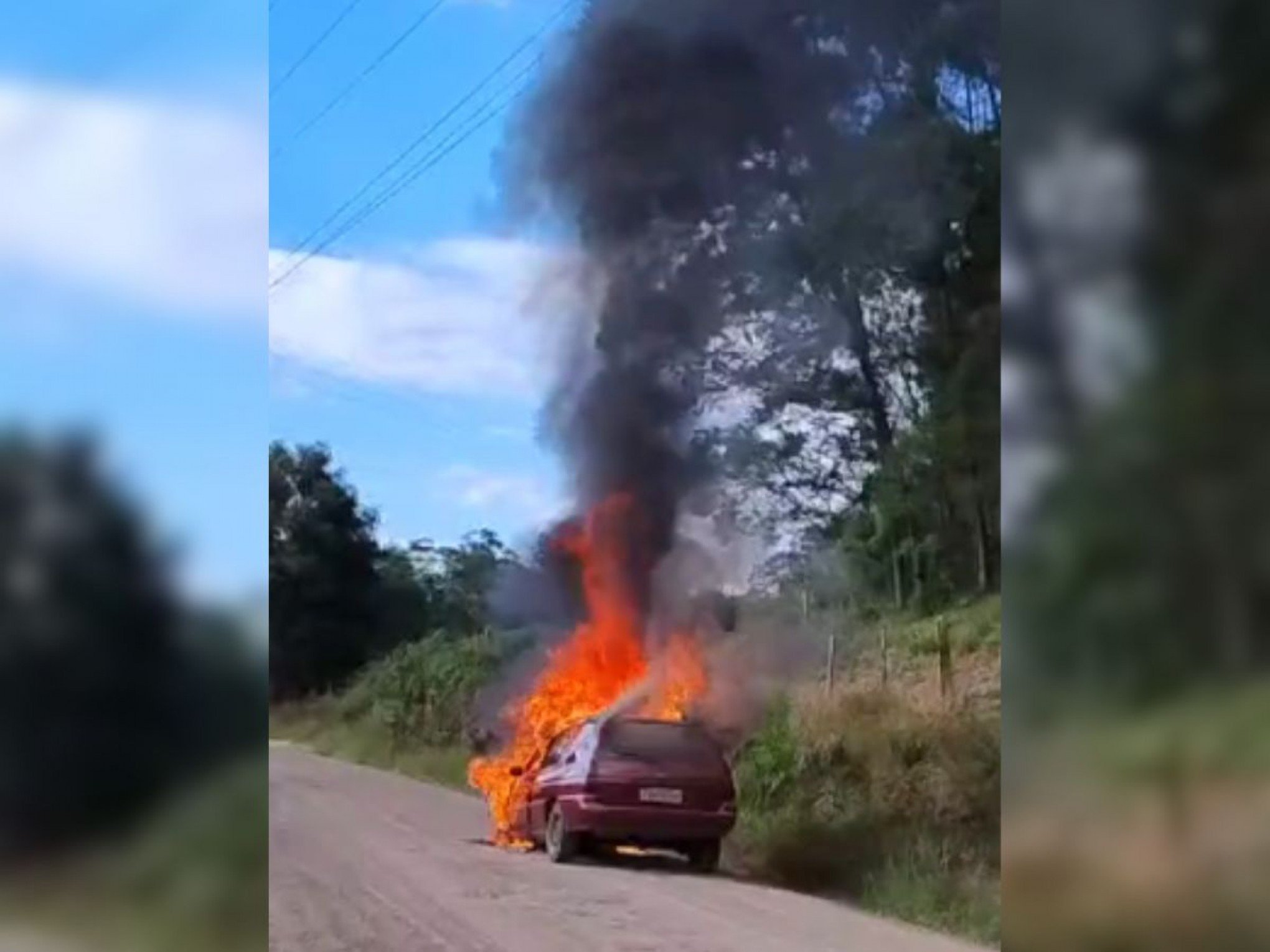 VÍDEO: Carro pega fogo um dia após sair do mecânico