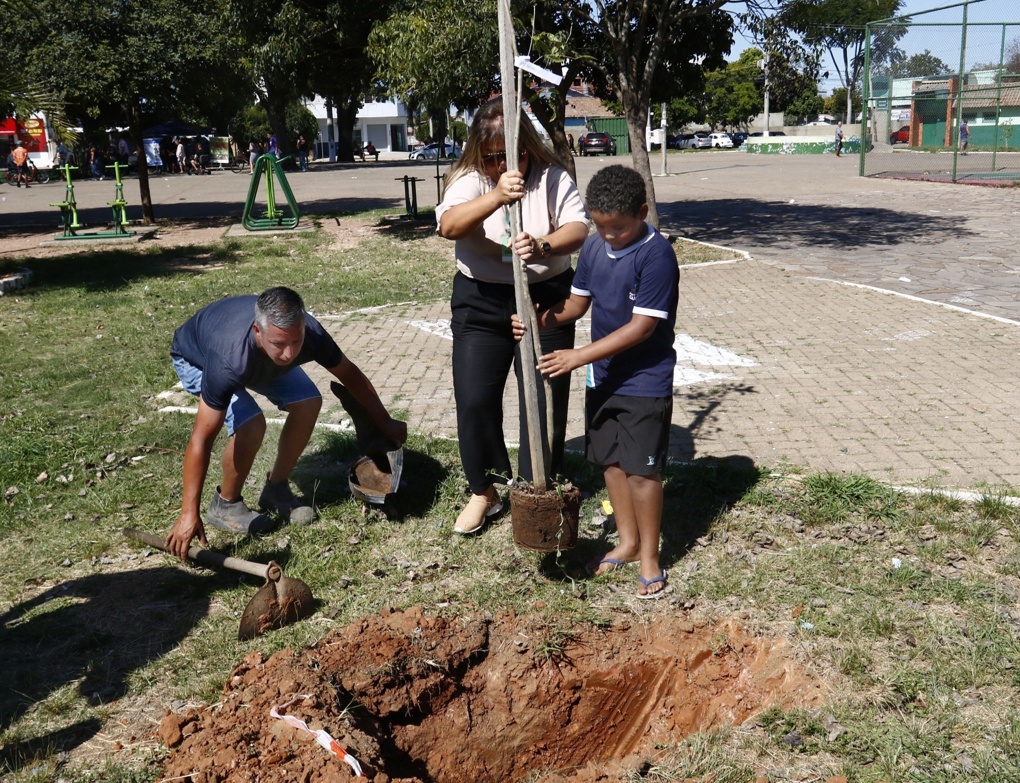 Comunidade planta árvores na Praça Cônego Lotário Steffens em Canoas
