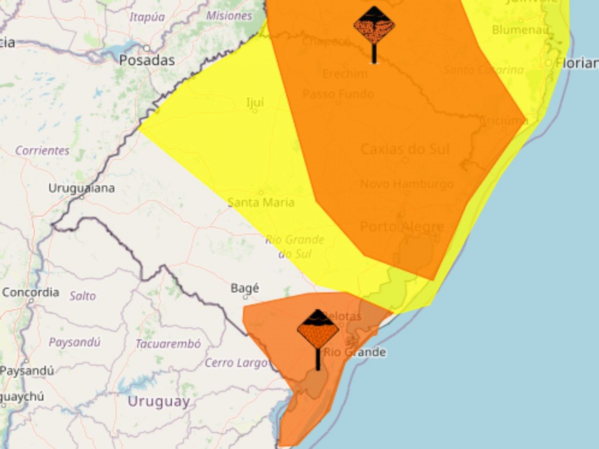 FRENTE FRIA: Alertas do Inmet mudam e RS fica em atenção para tempestade, chuvas intensas e altos acumulados