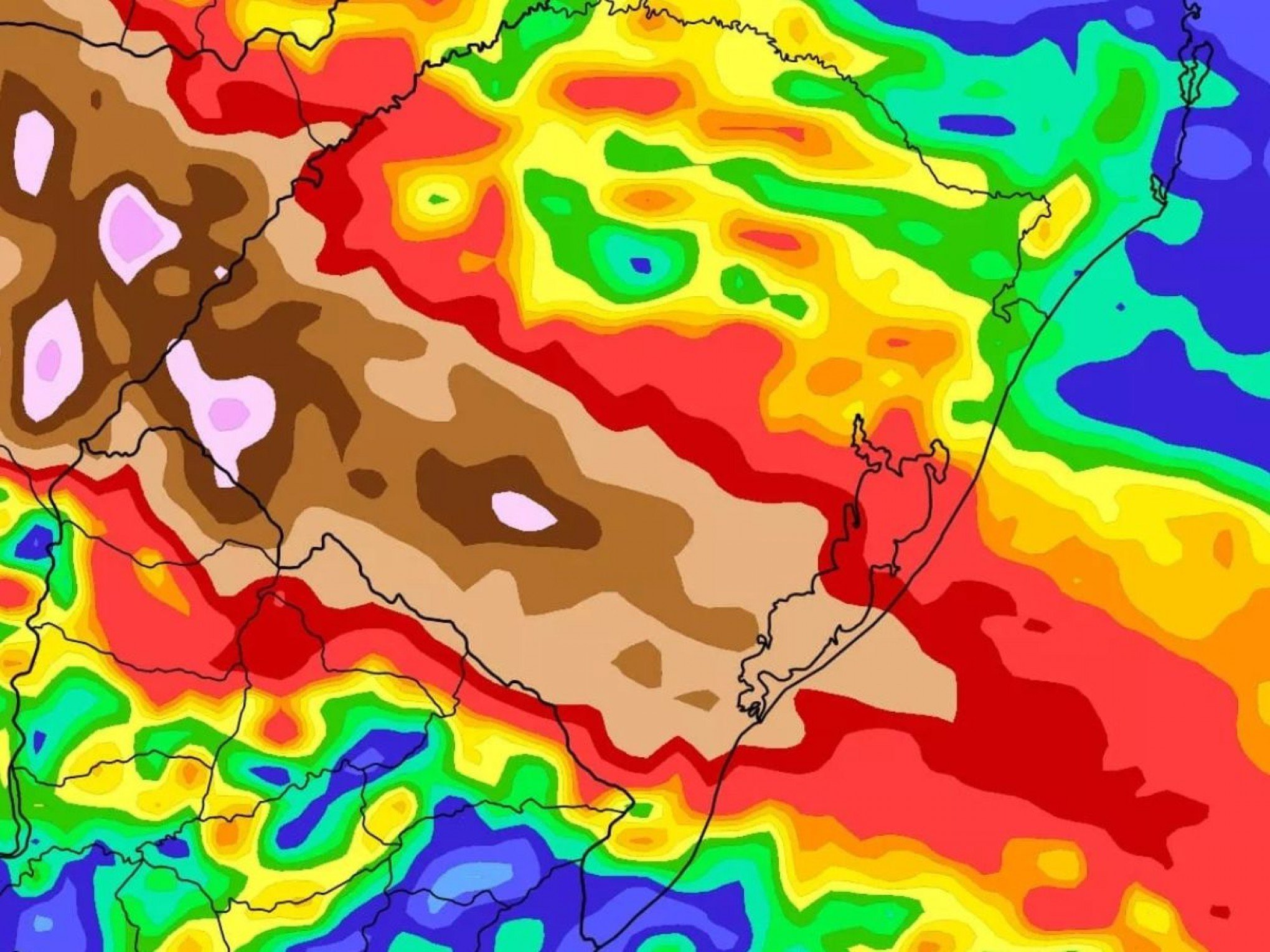 PREVISÃO DO TEMPO: Rio Grande do Sul pode ter acumulados de chuva de 200 mm em intervalo de 3 dias
