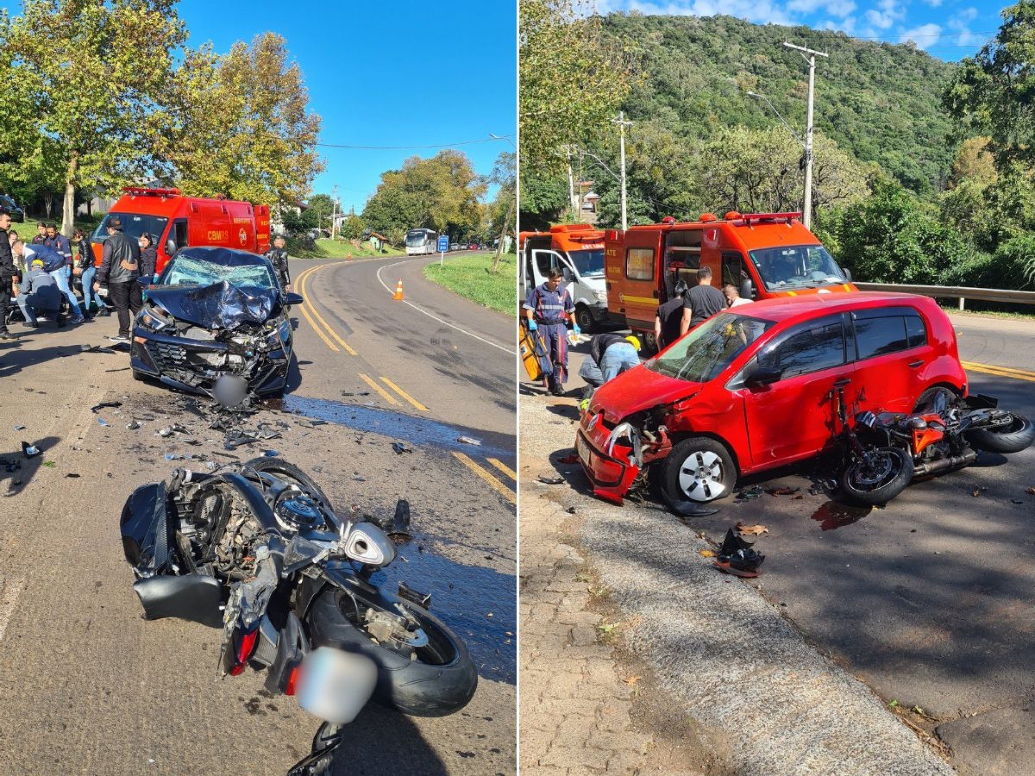 BR-116: Motociclistas ficam feridos em acidentes de trânsito em dois pontos da Encosta da Serra