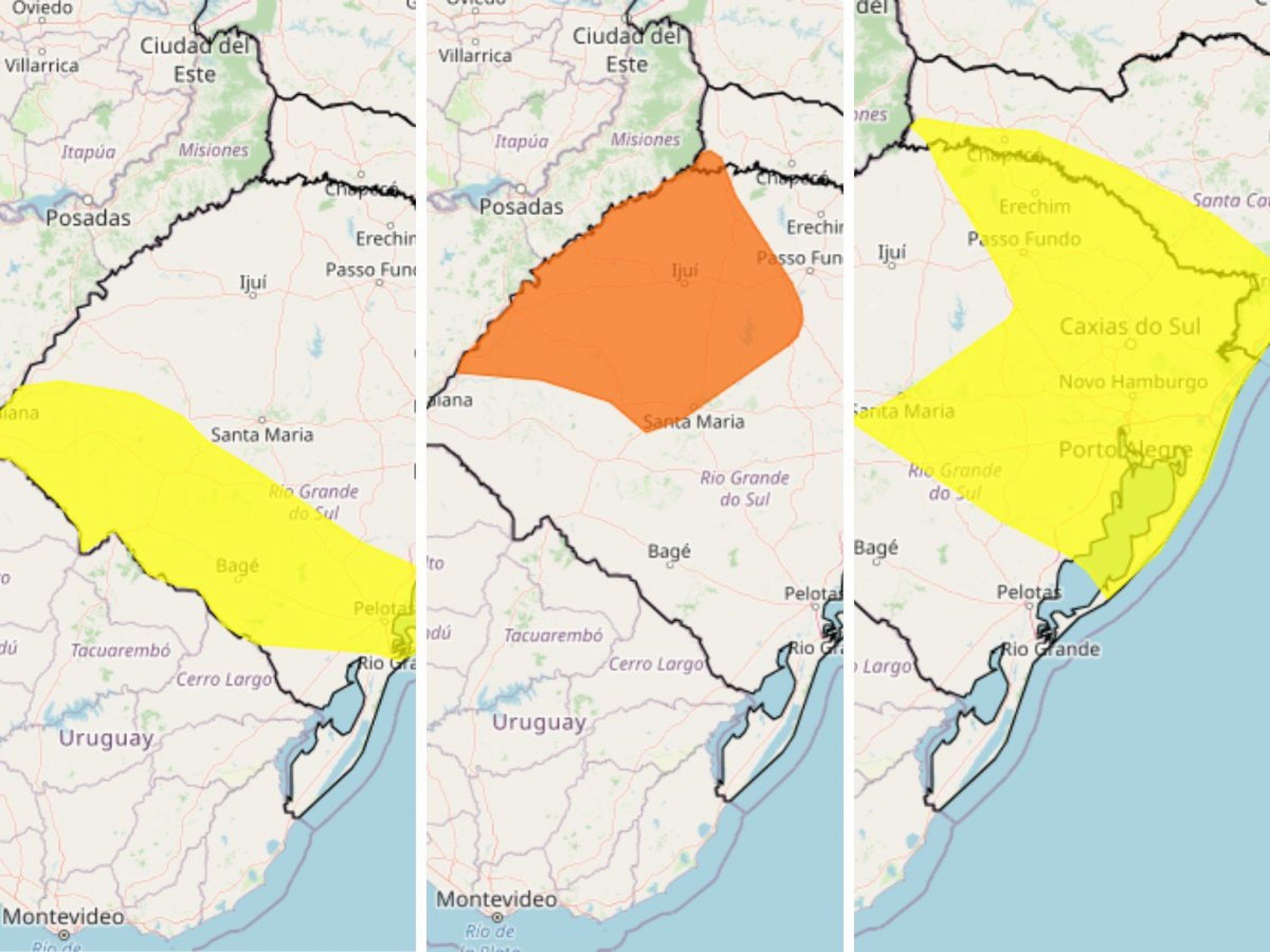 ALERTA: Inmet publica 3 avisos para chuvas intensas no Rio Grande do Sul