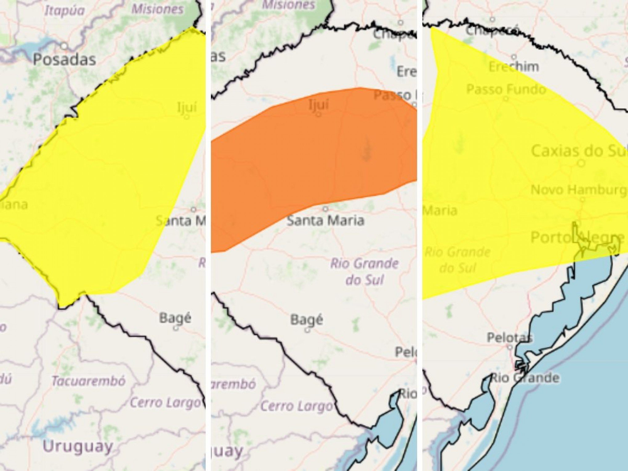 Inmet emite três alertas para chuvas e possibilidade de granizo no RS