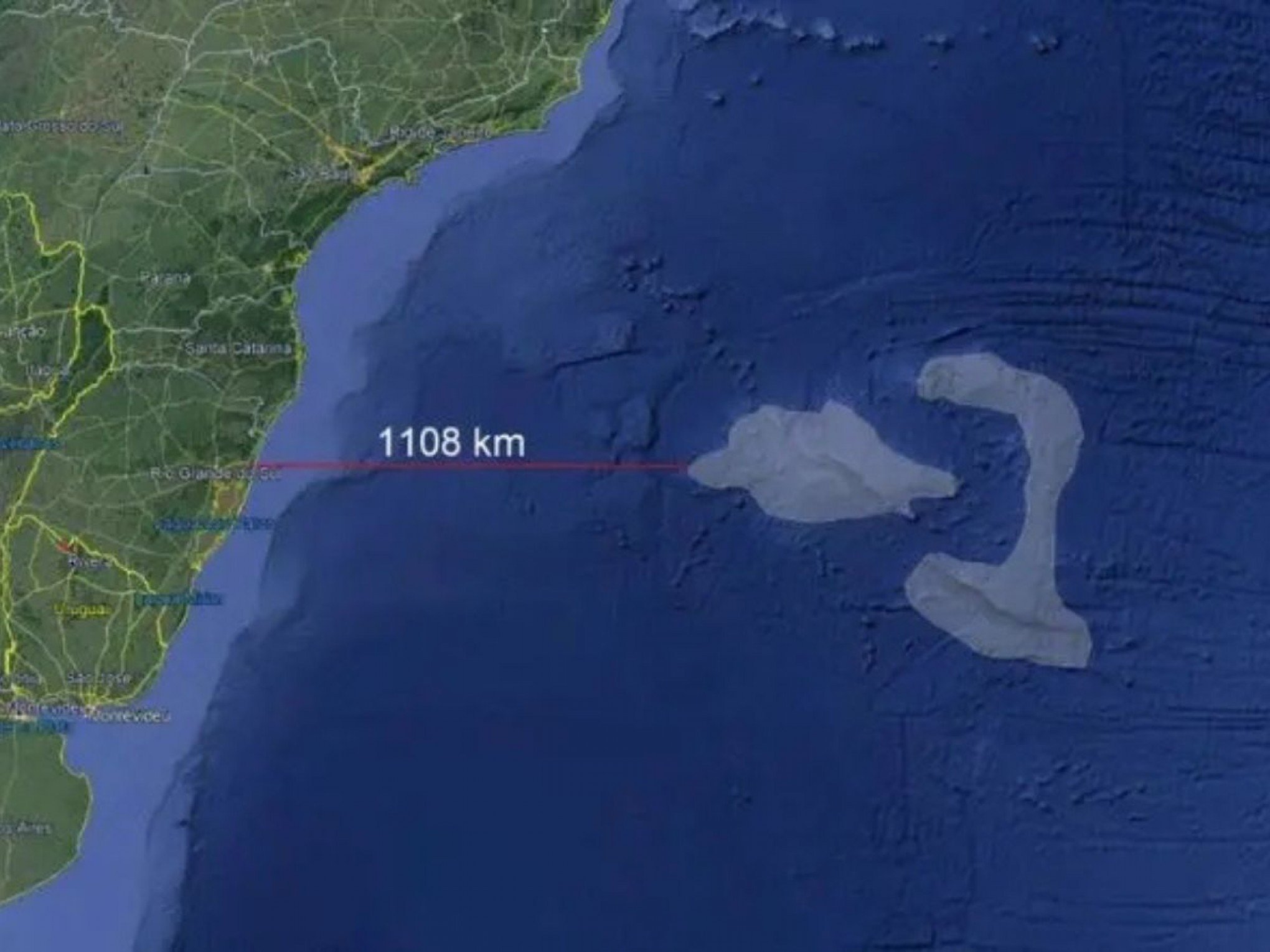 Ilha submersa do tamanho da Espanha é descoberta a 1,2 mil quilômetros da costa do RS e pode abrir portas ao Brasil