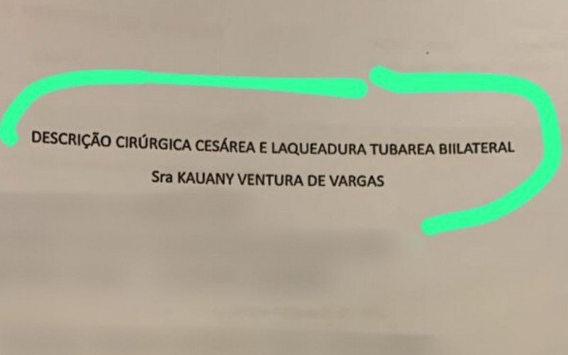Documento recebido por Catieli após morte de Kauany no Hospital Sapiranga | abc+