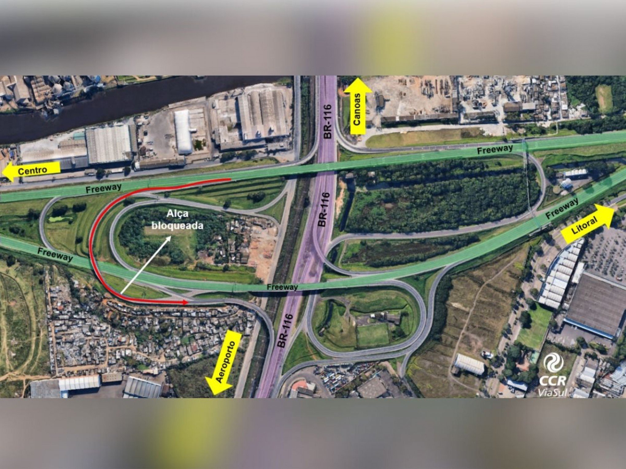 BR-290: Obras na free way bloqueiam alça de acesso ao aeroporto; veja mapa