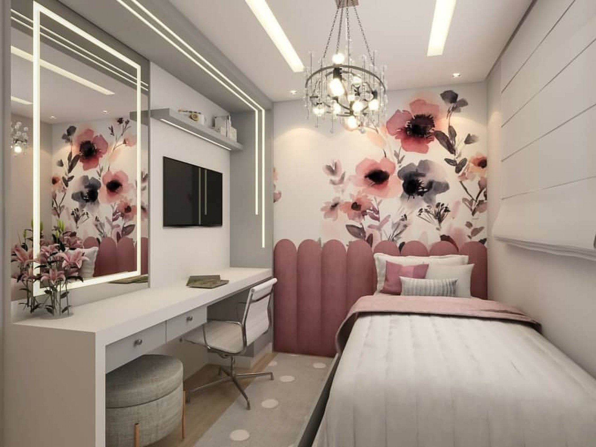 Quarto com cabeceira estofada modular | abc+