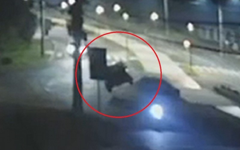 Motorista não realizou manobra para passar por rótula; veículo acabou rampando estrutura e voando até colidir em poste | abc+