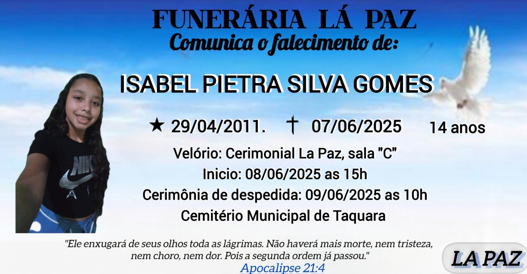Morte de estudante da rede estadual gera comoção em cidade da região