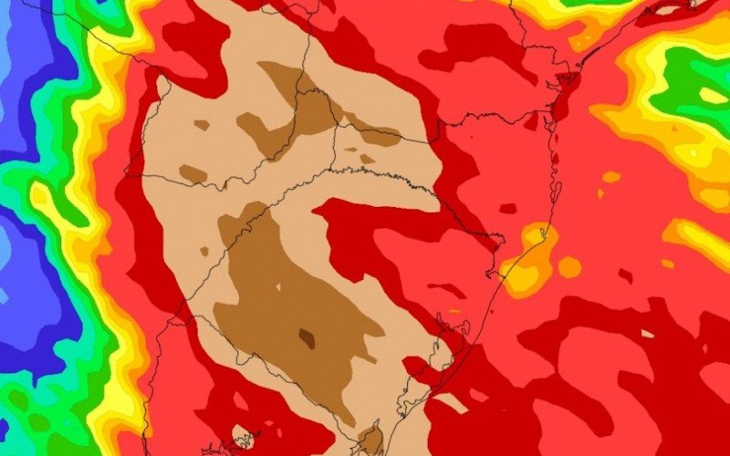 Modelo americano de projeção de chuva que deve atingir o RS