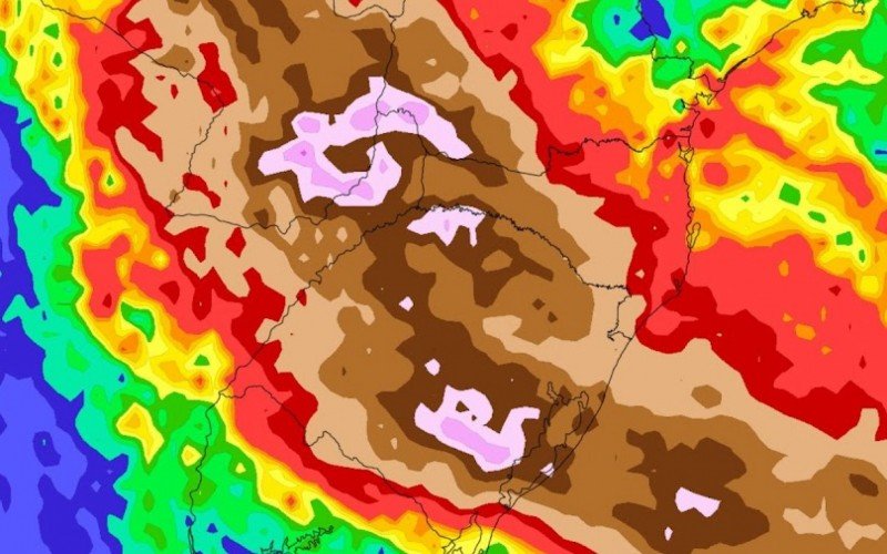 Modelo europeu de projeção de chuva que deve atingir o RS