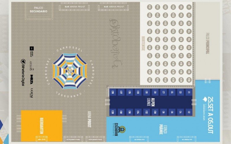 Mapa para venda dos shows nacionais da Oktoberfest de Gramado