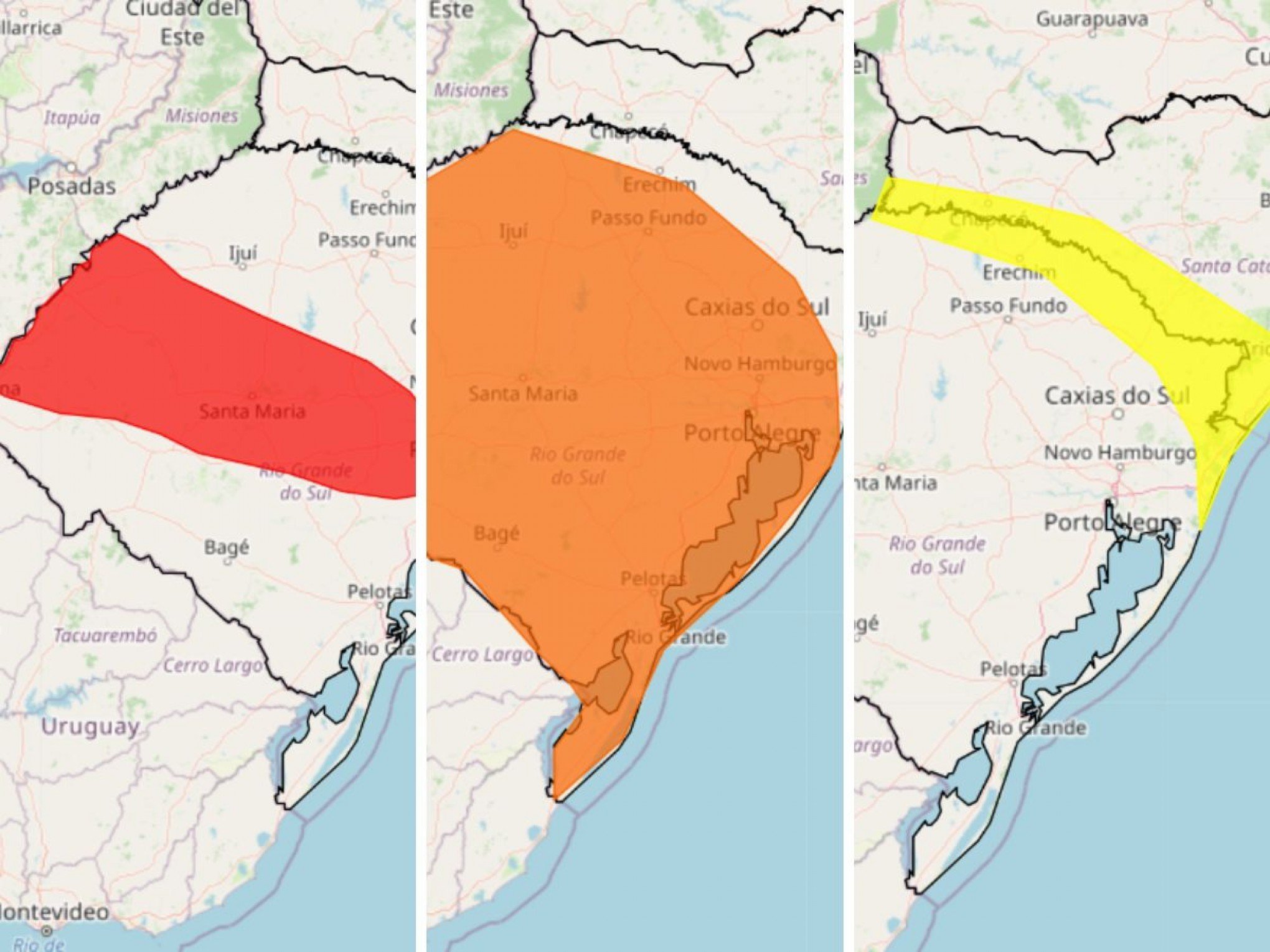 FRENTE FRIA: Inmet faz 3 alertas para chuva intensa e volumosa no Rio Grande do Sul