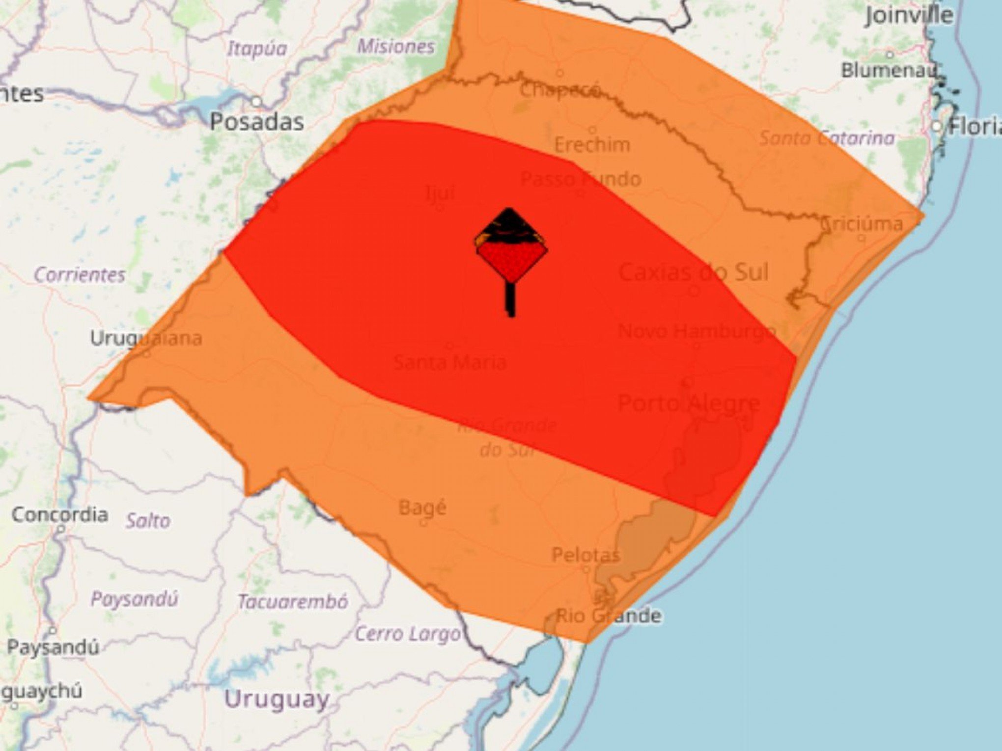 CHUVA NO RS: Estado em alerta vermelho do Inmet para volumes de até 100 milímetros por dia