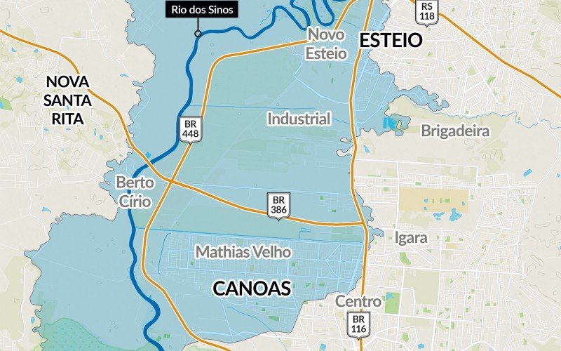 Áreas alagáveis em Canoas RGB | abc+