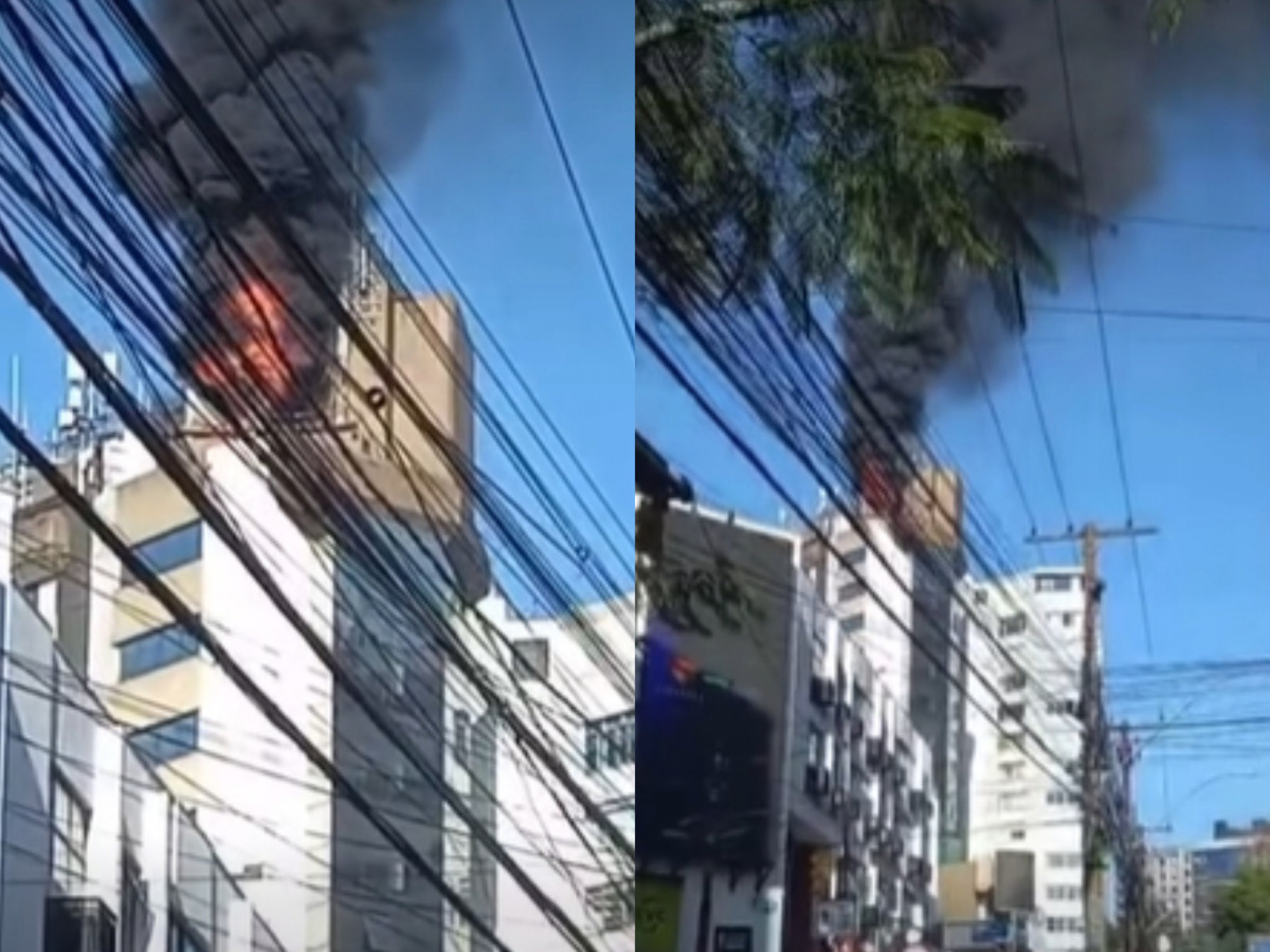 VÍDEO: Fogo atinge prédio comercial em Porto Alegre
