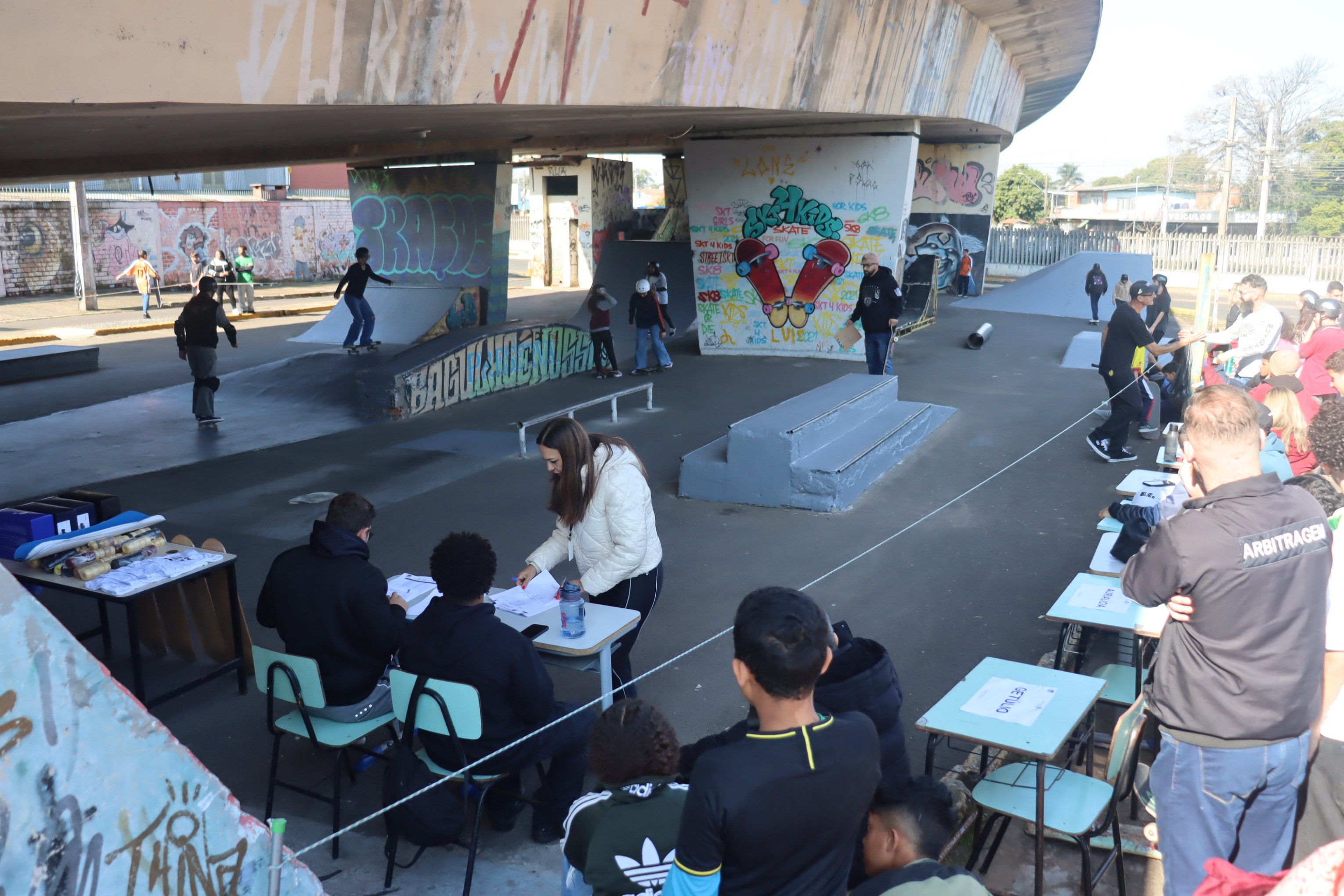 Competição de skate dos Jogos Escolares de Sapucaia do Sul (Jemusa) no Skate Park da Avenida Leônidas de Souza