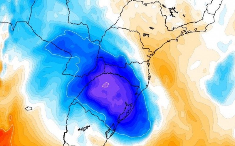 Gráfico mostra como a massa de ar frio ganhará força no RS nos próximos dias | abc+
