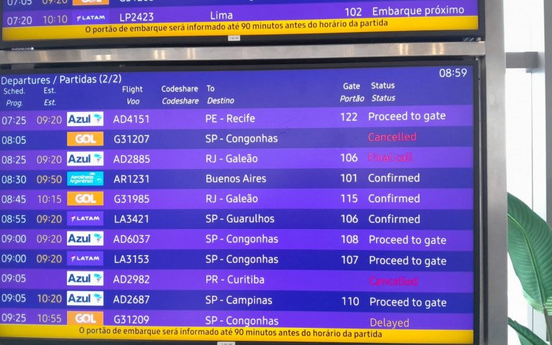 AEROPORTO: Neblina afeta operação de voos no Salgado Filho