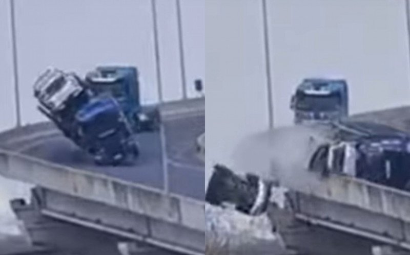 Veículo despenca da nova ponte do Guaíba após tombamento de caminhão-cegonha | abc+