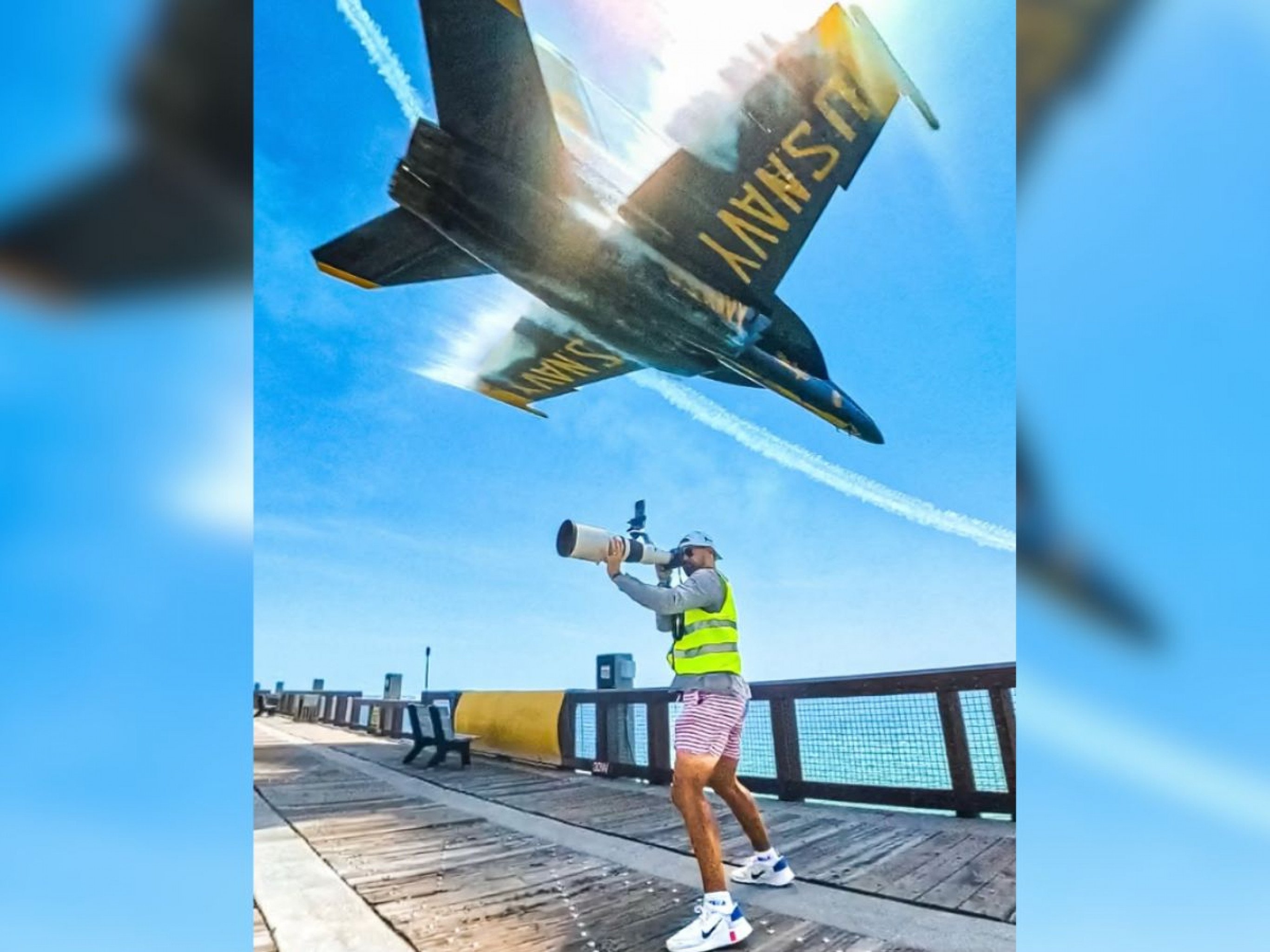 VÍDEO: Fotógrafo registra momento em que jato passa a seis metros do chão